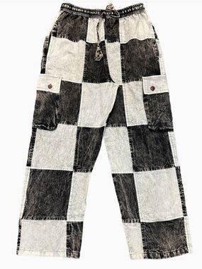 **NEW** Black and White Patchwork Cargo Pants